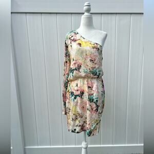 Hemant & Nandita designer One Shoulder Mini Dress  cocktail floral large
